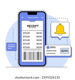 Vector Illustration of Online payment mobile banking for a purchase concept. Illustration for the website, landing page, mobile app, poster, and banner. Trendy flat vector illustration