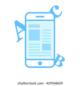 Vector illustration of online reading news and books