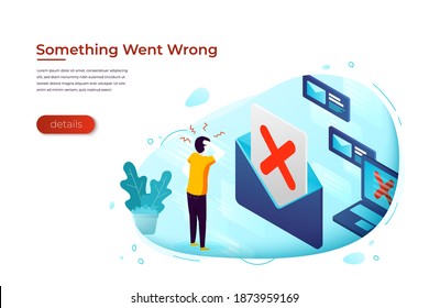 Vector illustration - online service access error. Internet modern bright banner, site template with place for your text.