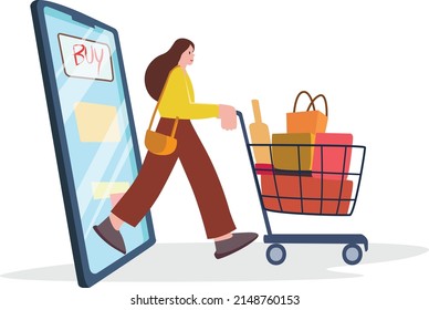 Vector illustration of online shopping.