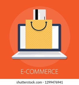 Vector Illustration Of Online Shopping & E Commerce Concept With 