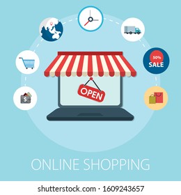 Vector Illustration Of Online Shopping And E Commerce Concept With 