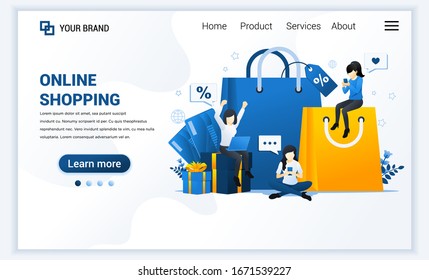 Vector illustration of Online shopping, E-commerce and retail concept. Modern flat landing page template design for website and mobile website. flat cartoon style