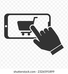 Vector illustration of online shopping icon in dark color and transparent background(PNG).