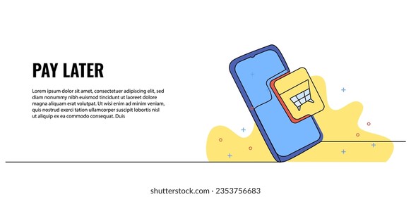 Vektorgrafik des Online-Shopping-Handy-Service. Moderne Wohnung im durchgehenden Linienstil.