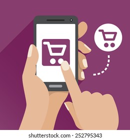Vector illustration of an online store with a mobile interface