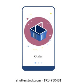 Vector illustration of online store promotion, e-commerce, and add to chart on the onboarding app screen and web concept. Interface Online Shopping UX, UI GUI screen template for smart phone or web.