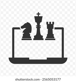 Vector illustration of online strategy icon in dark color and transparent background(PNG).