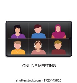 Vector Illustration der Online-Streaming-Videokonferenz auf einem Smartphone