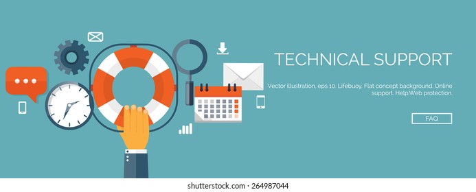 Vector illustration. Online support concept background. 24/7. Contact us.