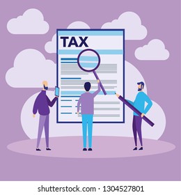 Vector Illustration. Online Tax Payment Concept. Flat Design Can Use For, Landing Page, Mobile App, Poster, Banner, Flyer, Template, UI, Web. 