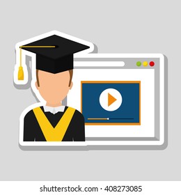 Vector illustration of Online training , editable icon
