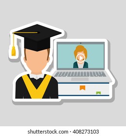 Vector illustration of Online training , editable icon