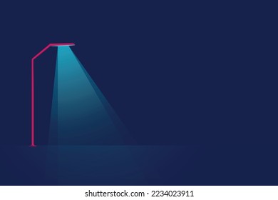 vector illustration only one spot is lighting on dark blue sky background street lamps with the light spots