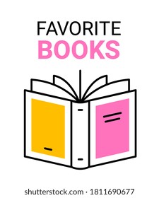 Vector illustration of an opan book with text on white background