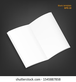 Vector illustration of open 6-page booklet. Empty brochure on grey background. It can be used as a mock up, templates and backgrounds for your own projects. EPS 10 file.