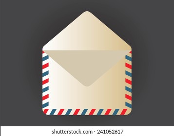 Vector illustration of open blank airmail envelope