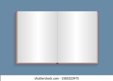 Vector illustration. Open blank notebook. Top view.