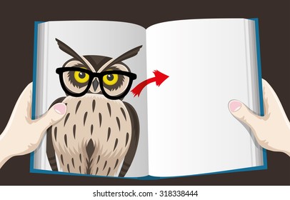 Vector illustration. Open book background with space for text.