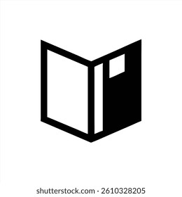 A vector illustration of an open book with blank pages. The design features a minimalist style focusing on the books shape and structure. Ideal for educational or literary themes.