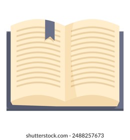 Vector illustration of an open book with bookmark on a white background