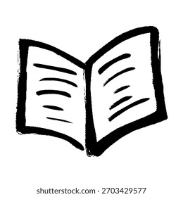 Vector illustration of an open book with brush strokes.