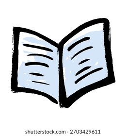 Vector illustration of an open book with brush strokes.