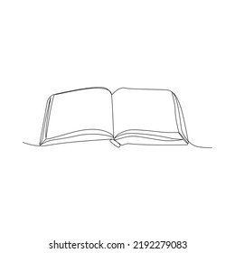 Vector illustration of an open book drawn in line art style