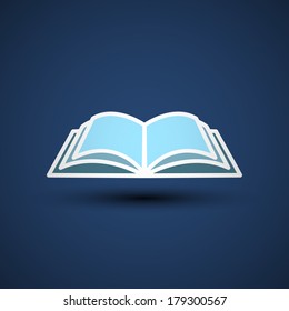 Vector Illustration Of An Open Book, Icon, Library.