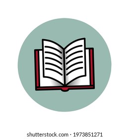 vector illustration of open book icon in dark red color
