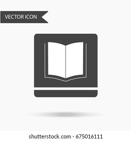Vector illustration of an open book icon on a white background.