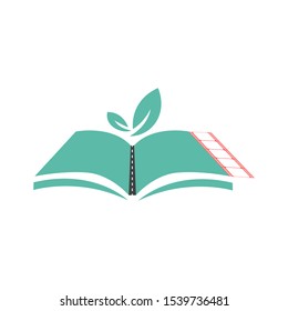 Vector illustration of an open book. Isolated object. Logo for a book company, library. Icon design for web.