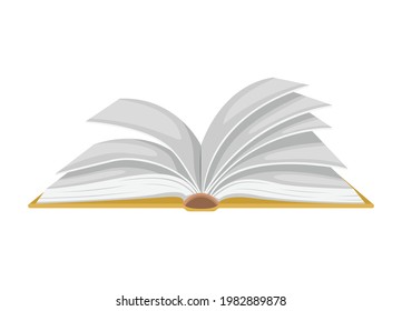 Vector illustration of an open book. Isolated illustration of flipping pages.