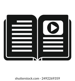 Vector illustration of an open book with a play video symbol on one page