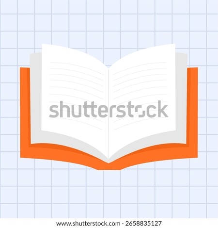 Vector illustration of an open book with visible pages, ideal for learning and educational illustrations, flat art design style.
