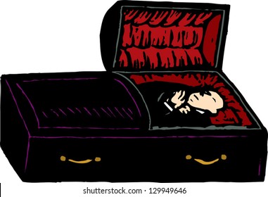 Vector illustration of an open casket