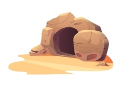  
Vector Illustration Open Cave. Empty Tomb Of Jesus. Easter.