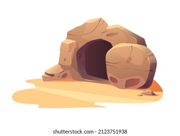  
Vector illustration open cave. Empty tomb of Jesus. Easter.