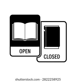 Vector illustration of open and closed book icons with labels