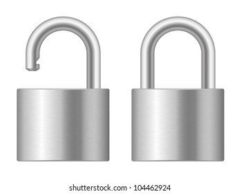 Vector illustration of open and closed padlocks