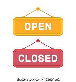 Vector illustration of Open and Closed signs. 