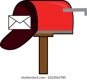 vector illustration of open correspondence mailbox with a letter envelope