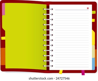 Vector illustration of an open diary book.