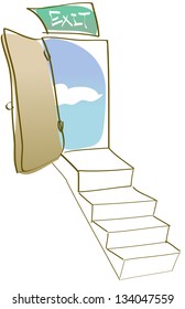 Vector illustration of an open door