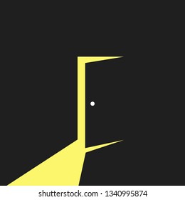 Vector illustration of open door in minimalist style