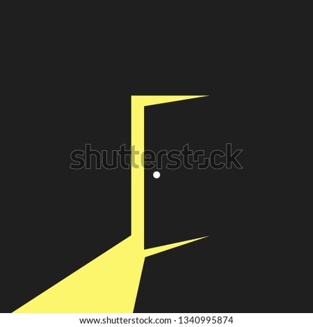 Vector illustration of open door in minimalist style
