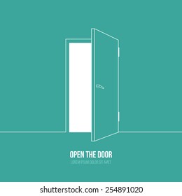 Vector illustration of open door. Symbol of freedom, hope, success, new way