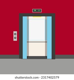 Vector illustration of the open elevator door. Vector illustration in flat style.	
