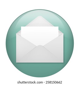 Vector illustration of open envelope with blank white sheet