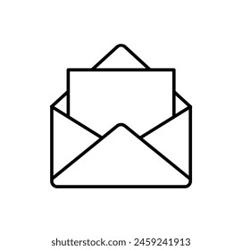 Vektorillustration des offenen Briefumschlagsymbols auf weißem Hintergrund.